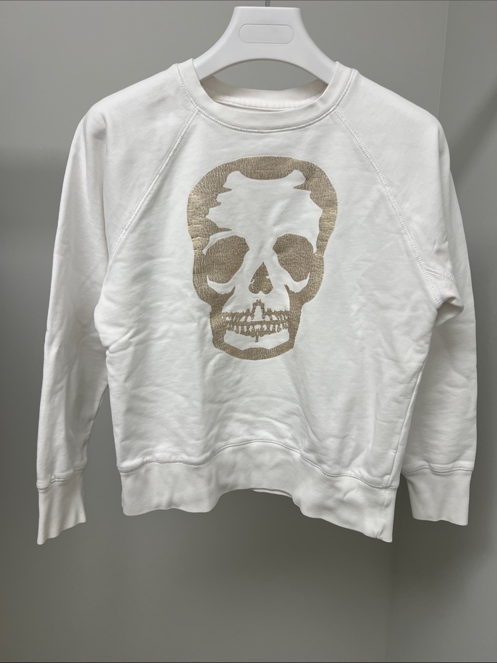 Zadig & Voltaire White Sweatshirt with Gold Skull Graphic